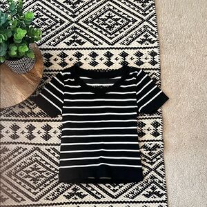Eye Candy Black and White Striped Tee